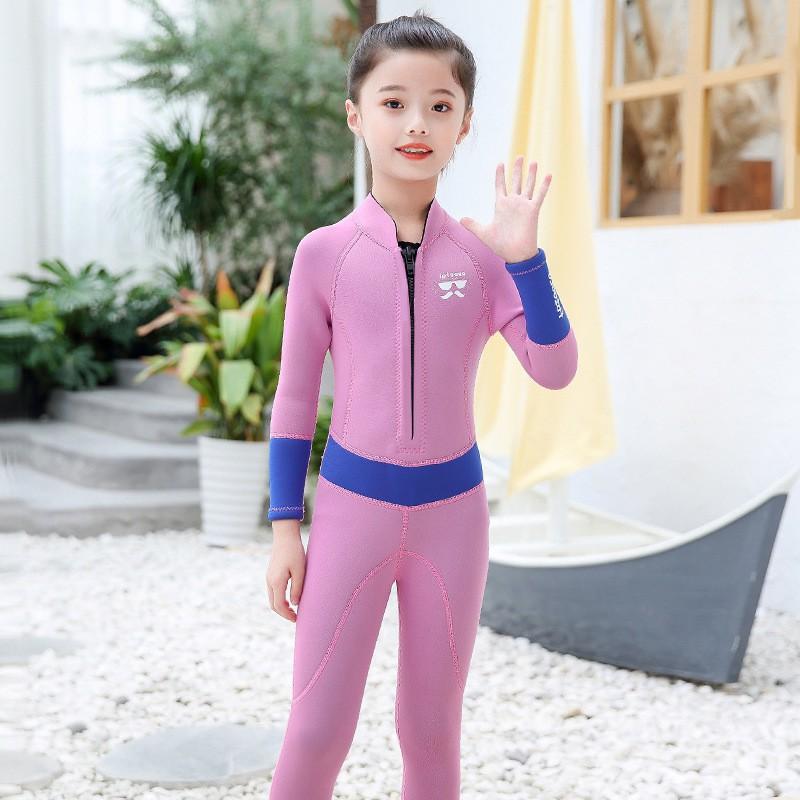Saboray Children s Diving Suit 2MM One-piece Long-sleeved Thickened Swimming Cold Warm Swimwear 90cm