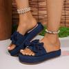 2025 Summer Round Head Women's Sandals Wear Versatile Internet Celebrity Women's Shoes Bow Design Large Size Women's Shoes