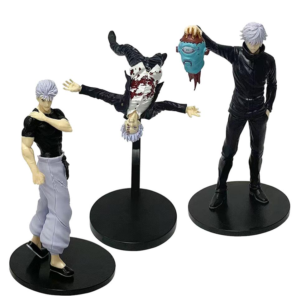 20CM Anime Jujutsu Kaisen Satoru Gojo Fushiguro Megumi Figur Drei Modell Spielzeug Geschenk Sammlung Dekoration PVC
