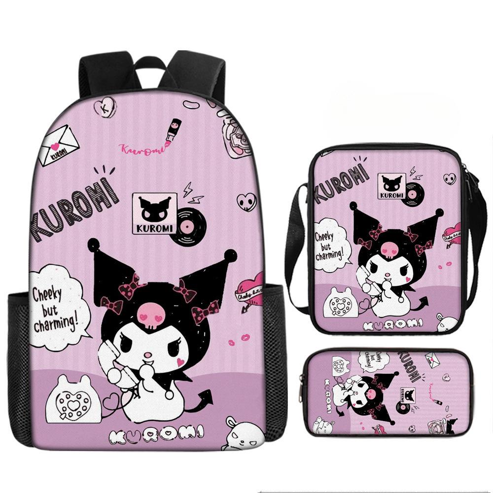 School Bag Student Backpack Cute Girl Lightweight Backpack Large Capacity Three-Piece Backpack