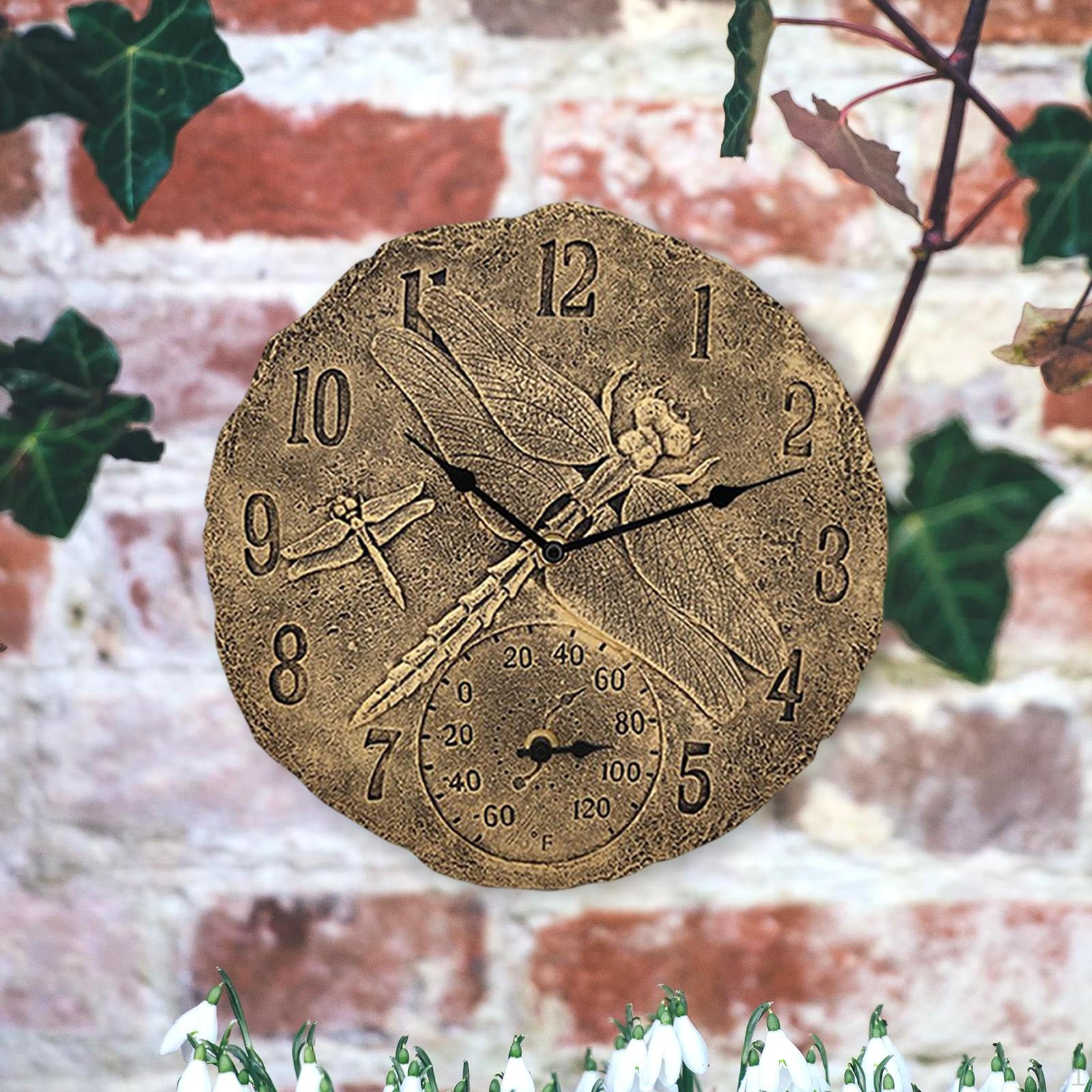 

30.5cm Wall Clock Waterproof Indoor Outdoor Temperature Display Quartz Hanging Watches Round Clocks