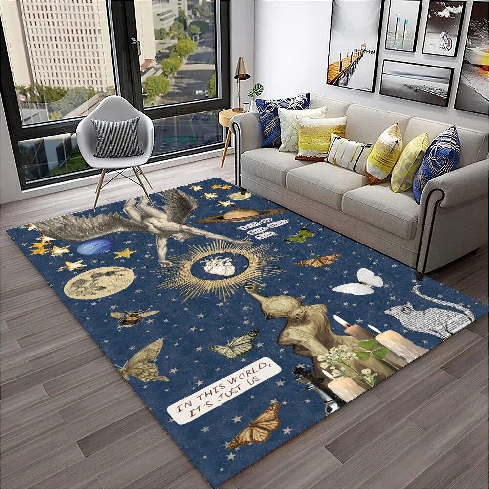 Horror Witchcraft Ouija Tarot Gothic Carpet Rug for Home Living Room Bedroom Sofa Doormat Decor,Kid Area Rug Non-slip Floor Mat