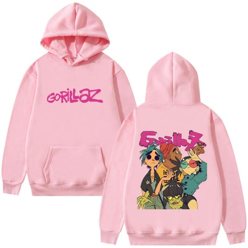 

Худі з принтом гурту Gorillaz для чоловіків і жінок, хіп-хоп мода, повсякденне, зручне, тепле, персоналізоване худі M рожевий