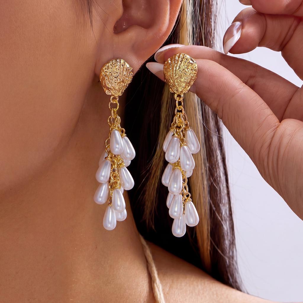 Bohemia Shell Long Tassel Earrings for Women Ocean Series Starfish Scallops Dangle Earrings Charms Summer Beach Party Jewelry