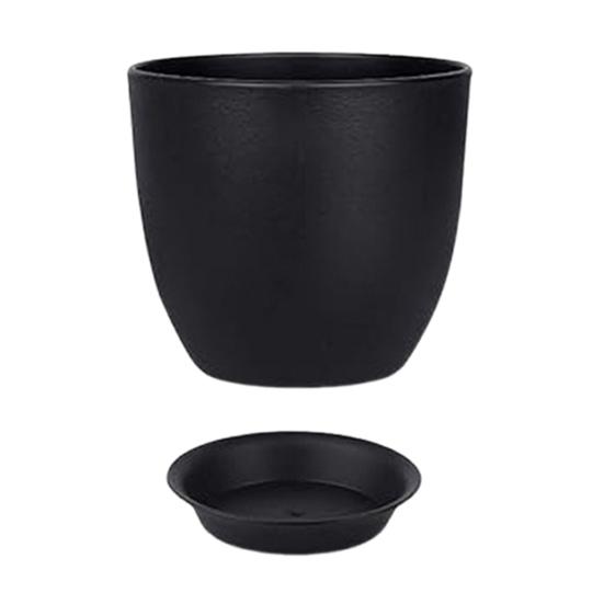 Flower Pot with Saucer Plastic Plant Pot with Drainage Holes Modern Decorative Planter