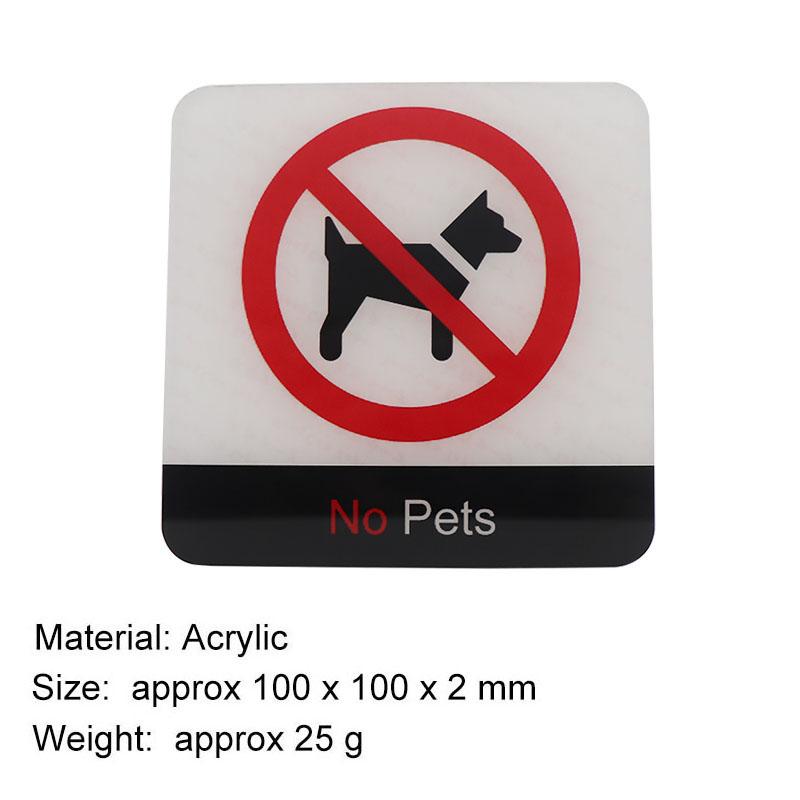 No Pets Allowed Pets Signs Public Place Logo Acrylic Wall Stickers Prohibition Warning Badge Plaque Dog Notice Store