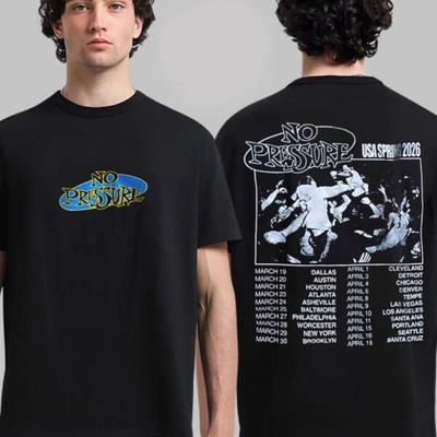 No Pressure USA Primavera 2026 Logo Merch Date Maglietta a Due Lati