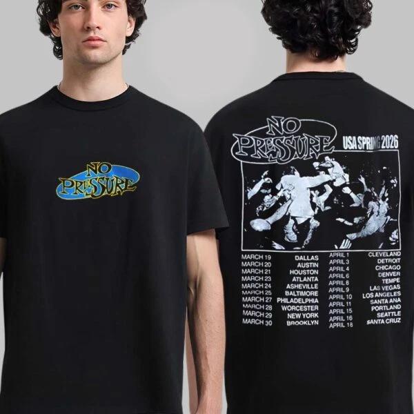 

No Pressure USA Spring 2026 Merch Logo Dates Back Two Sided T-Shirt M