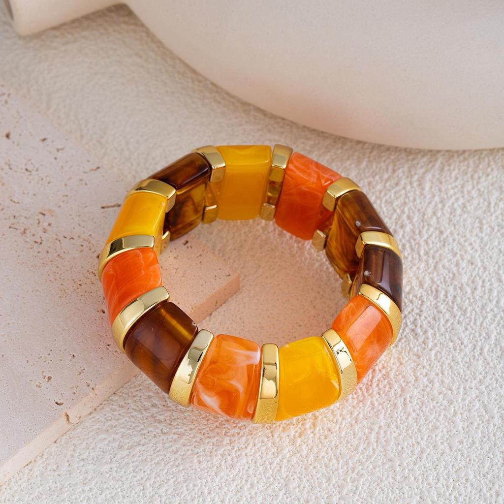 Gradient Acrylic Stretch Bracelet: Geometric Sugar Cube Design for Women