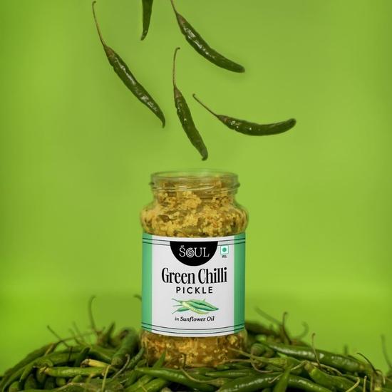 Soul Green Chilli Pickle 375g - Handcrafted Gourmet Zest In Sunflower Oil