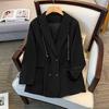 Plus Size Women's High-End Street Style Blazer - Early Spring Oversized Casual Slimming Top