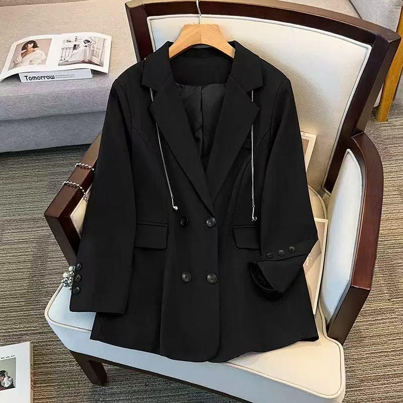 

Plus Size Women s High-End Street Style Blazer - Early Spring Oversized Casual Slimming Top 6XL (Recommended Weight 90-105 kg) чорний