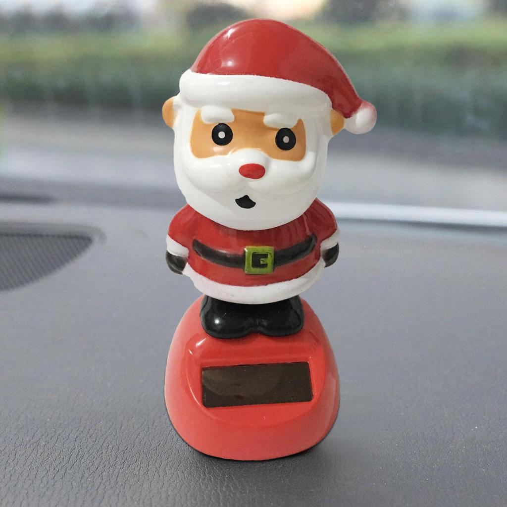 Dashboard Decor Christmas Figurines Solar Toys Dancing Santa Claus Car Decor For Home Office Party Shelf Indoor Desktop Table