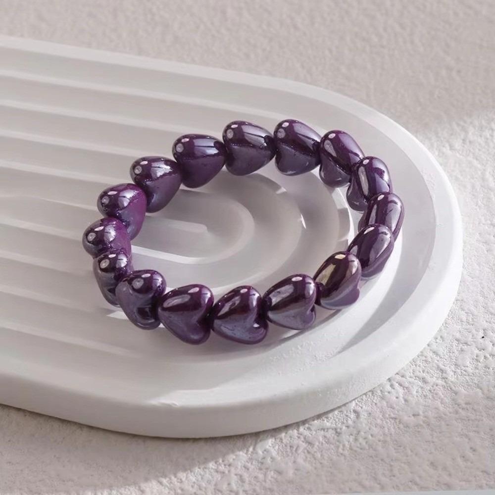 Heart Shape Design Heart Beaded Bracelets Colorful Beads Beaded Bangle Jewelry  Valentine Gift