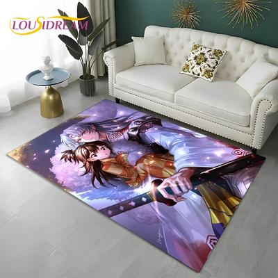 Clásicos de Dibujos Animados 3D Alfombra Anime Inuyasha para Hogar Sala de Estar Dormitorio Sofá Felpudo Decoración, Alfombra Infantil Antideslizante para Suelo