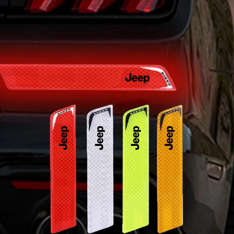 Durable Scratch-Resistant Car Rear Bumper Reflective Warning Decals for Jeep Renegade Wrangler JK JL Grand Cherokee Auto Parts