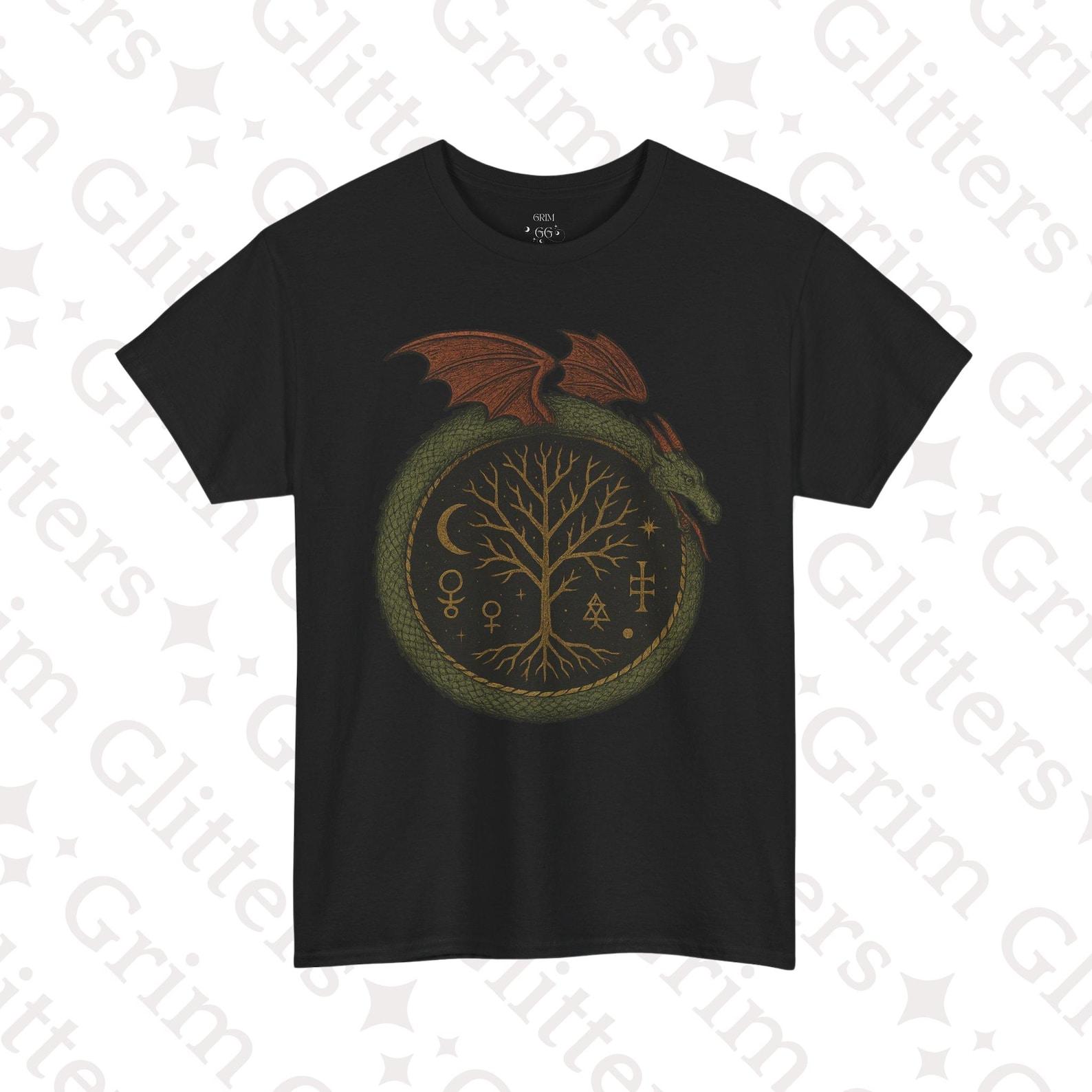 Dragon Ouroboros T-Shirt: Alchemical Gothic Serpent Tee L