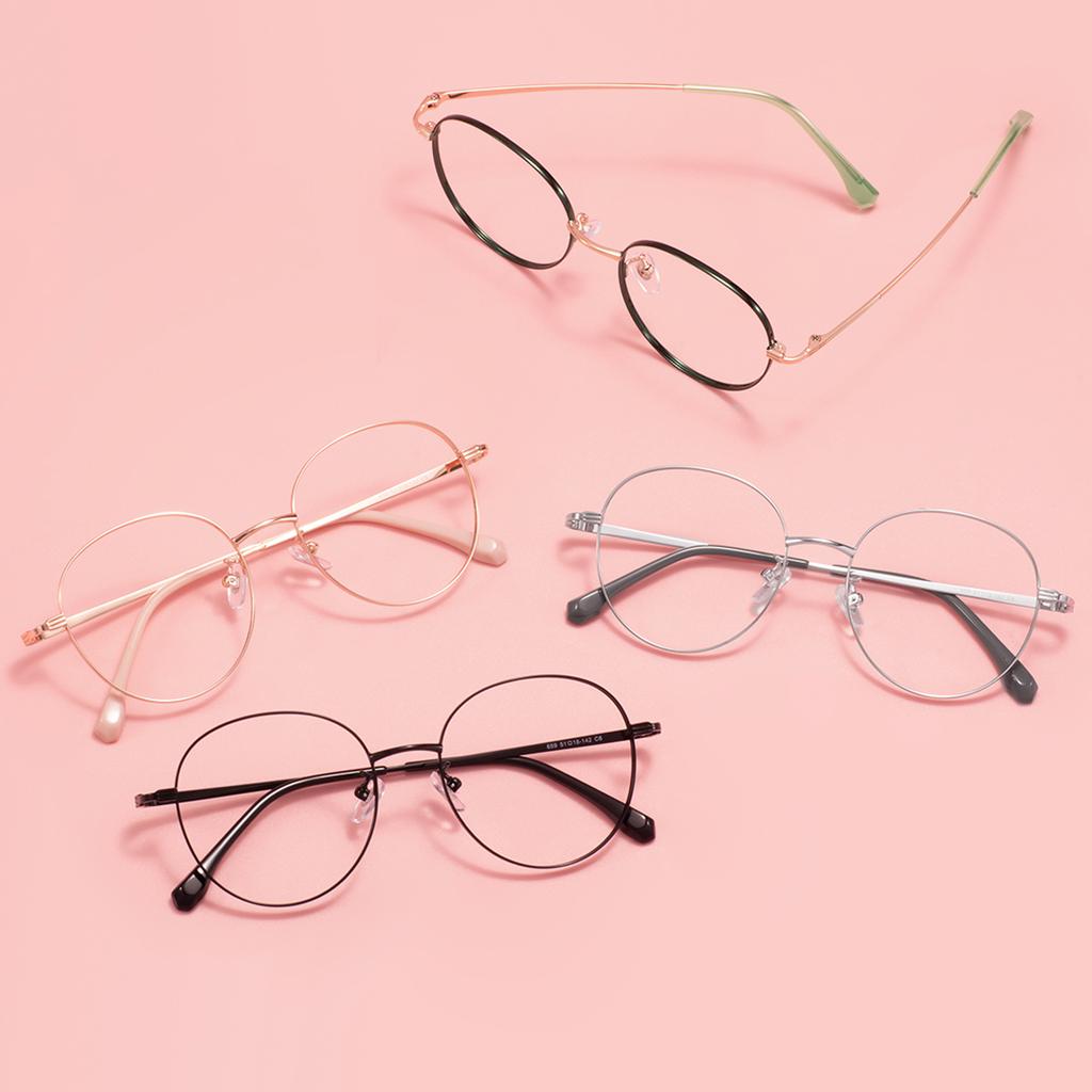 Metal Colorful Oval Full Rim Man And Women Glasses Frame Retro Round High Quality Spectacle For Medical Prescription Lenses