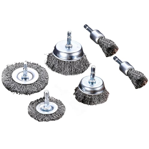 Charmoon Wire Brush, Hex Shank, Set of 6, Stainless Steel, Rust Removal, Paint Stripping, Drills, Impact Drivers, 25mm, 50mm, 75mm