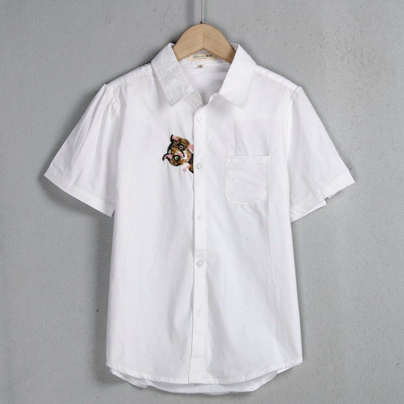 

Свободная повседневная рубашка Xiaoyuer для всего, распродажа остатков внешней торговли Pure White (short sleeve) L