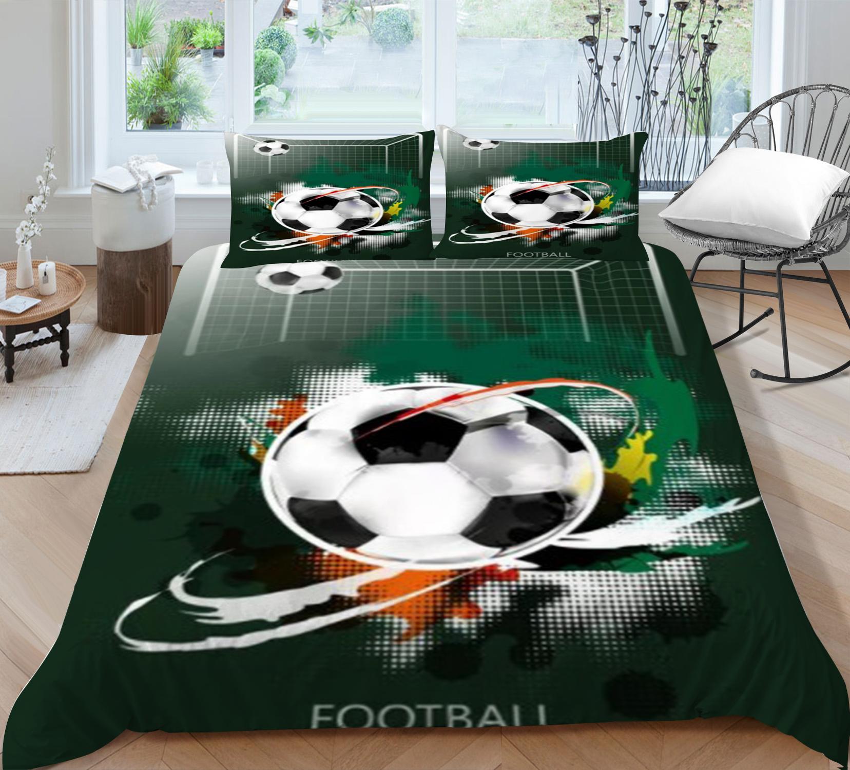 

Пододеяльник для футбола, наволочка, постельное белье, пододеяльник для спальни, полноразмерный комплект двуспальной кровати, 2/3 кусочка ткани из микрофибры, мягкая домашняя одежда DE 100x135cm