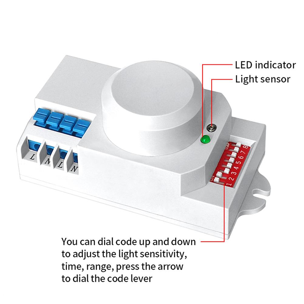 Adjustable 220V Induction Switch 5 8G with 360 Degree Thermal Infrared Sensor and Time Delay for Smart Motion Activation