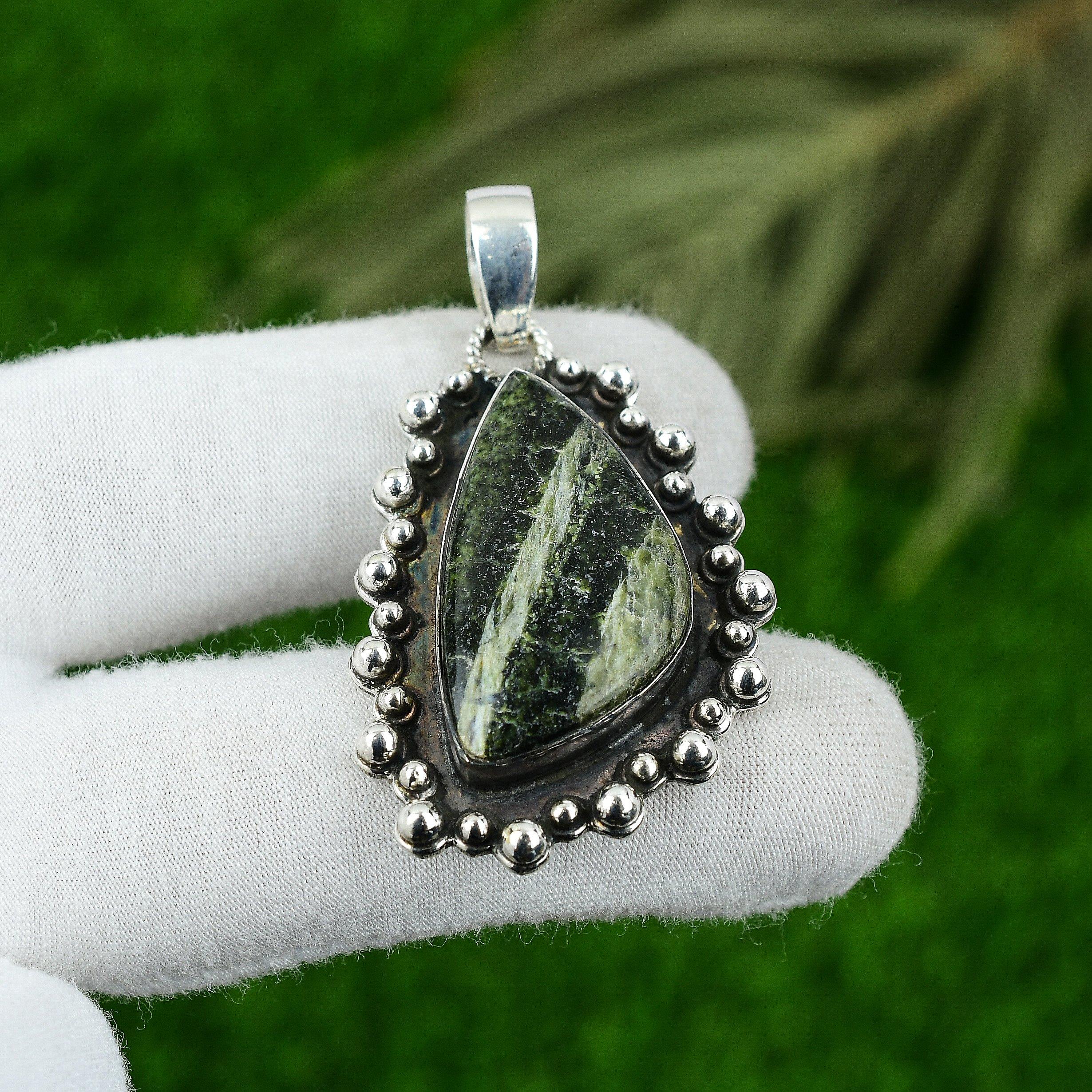 

Natural Green Swiss Opal Gemstone Pendant 925 Sterling Silver Jewelry For Women