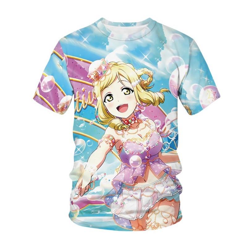 

Girls Summer Short Sleeve T-Shirt Anime Princess Printed Children s T-Shirt Girls Tops Fashion Travel XXXL