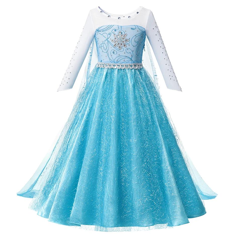 Snow Queen Girls Dress Princess Anna Elsa 2 Dresses Kids Fancy Children Vestidos Birthday Carnival Fancy Party Disguise