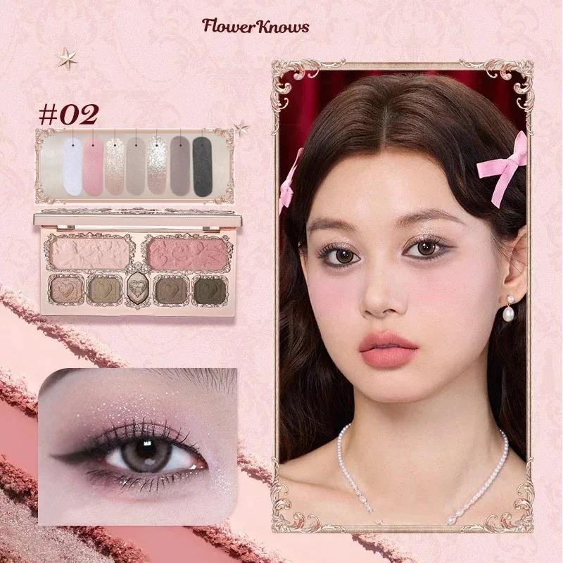 Flower Knows Fard de pleoape Pressed Glitter Căpșuni Rococo 5 Culori Textură Cremă Bronz Natural Farduri de ochi Cosmetice