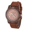 Electronic Analog Wrist Watch Round Nylon Strap Military Wristwatch (Coffee)