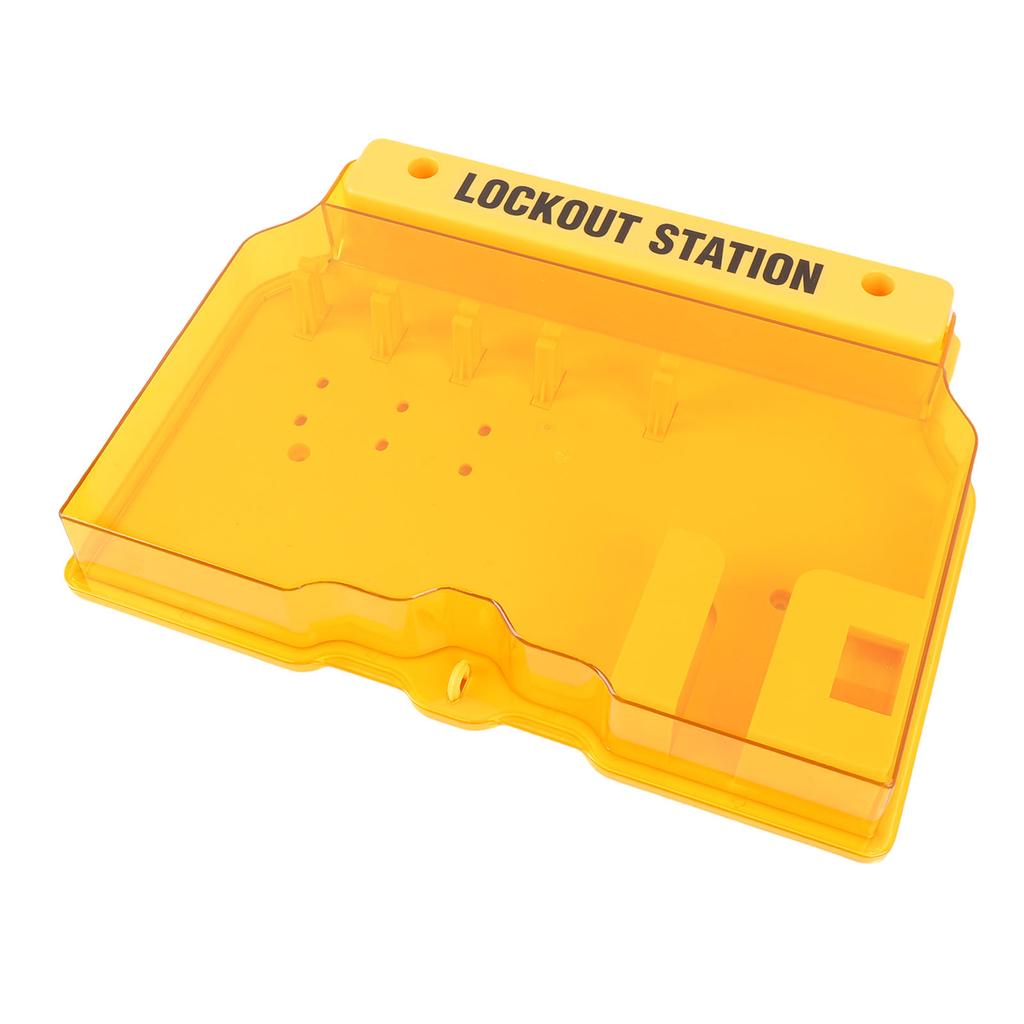 Lockout Tagout Station PC Wall Mount Lock Out Tag Out Kit Board with Wall Plugs Screws for Industry Yellow