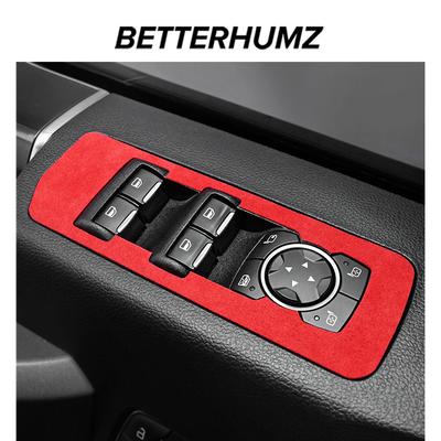 Betterhumz For Ford F-150 SVT Raptor 2015- Made of Alcantara Window Switch Trim Stickers LHD Tuning Car Interior Accessories