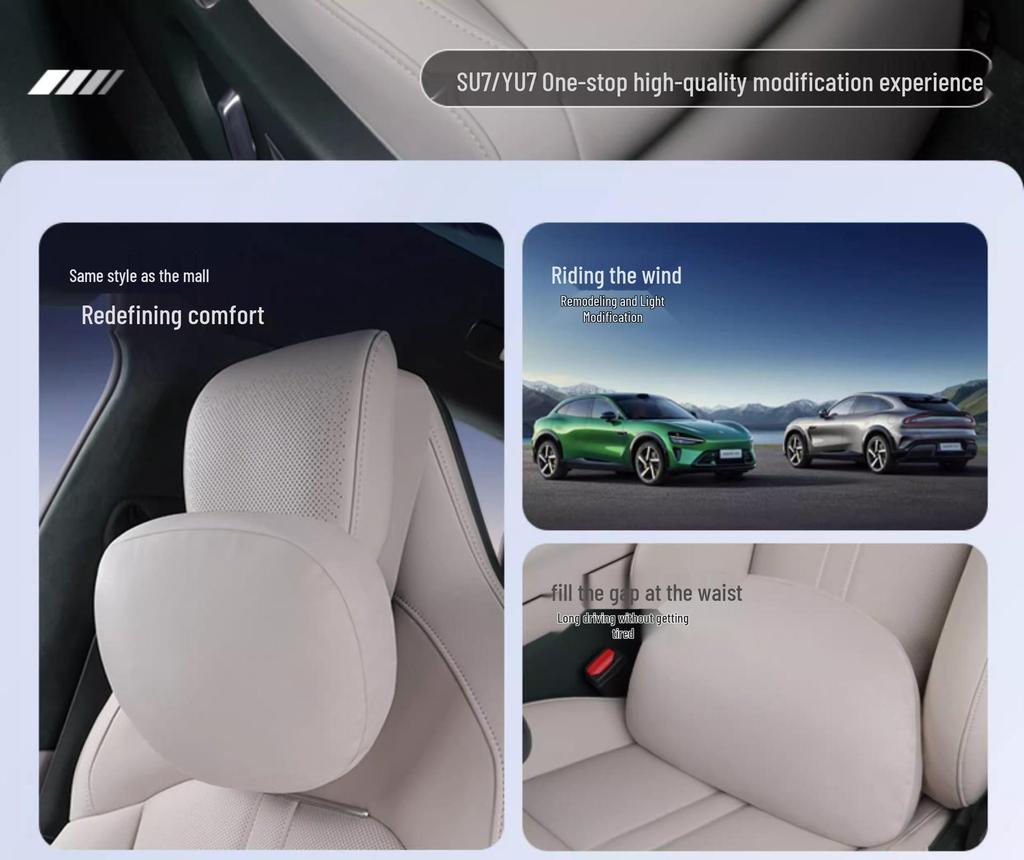 Xiaomi SU7/Ultra/YU7 Magnetyczny Zagłówek Podparcie Szyi i Lędźwi Skórzana Poduszka