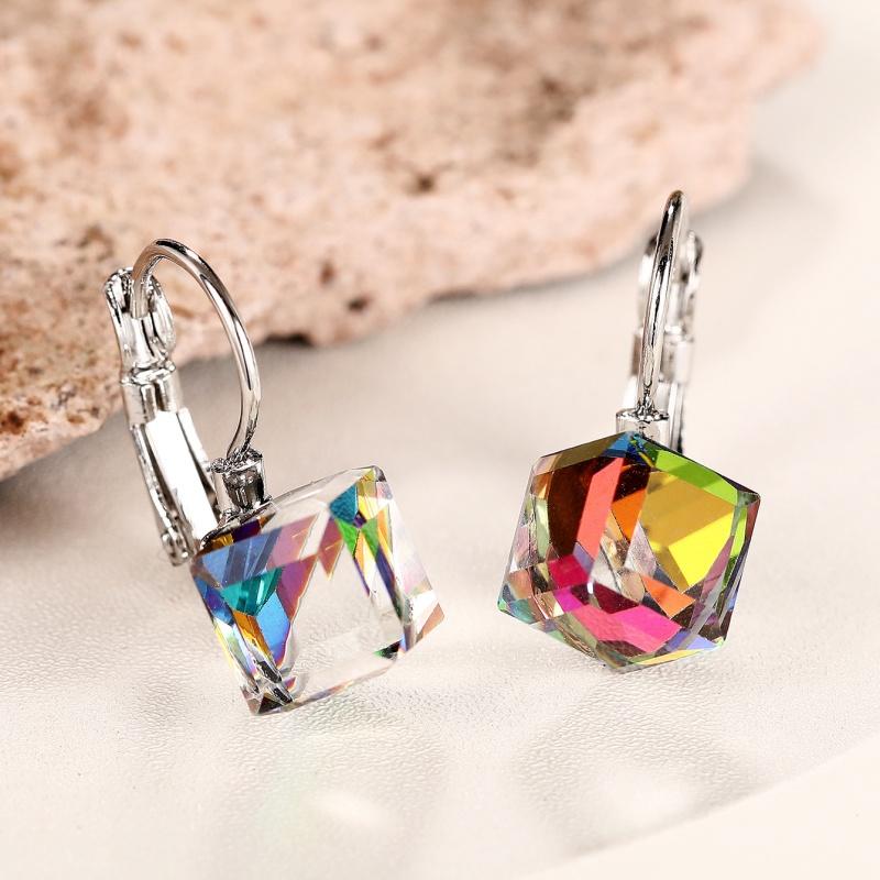 CAOSHI Minimalist Colourful Square Pendant Earrings for Women Versatile Design Daily Wearable Accessories Party Female Jewelry