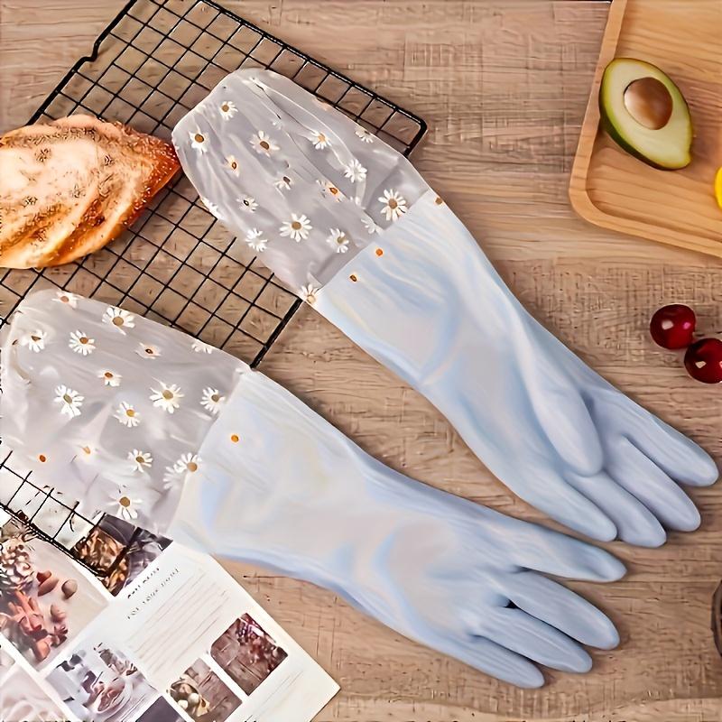 1 Pair Durable Waterproof PVC Cleaning Gloves, Non-Slip Dishwashing Gloves for Kitchen, Household Laundry Gloves