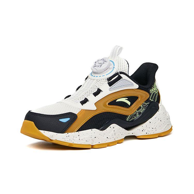 Anta Comfortable Versatile Non-Slip Shock Absorbing Wear-Resistant Kids Casual Shoes Kids Casual Shoes Black White Yellow 312228808-4