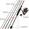 Nowy poszycia zestaw kołowrotków wędki 5 sekcji wędka z włókna węglowego Spinning Fishing Reel metalowa kulka uchwyt wędka Combo