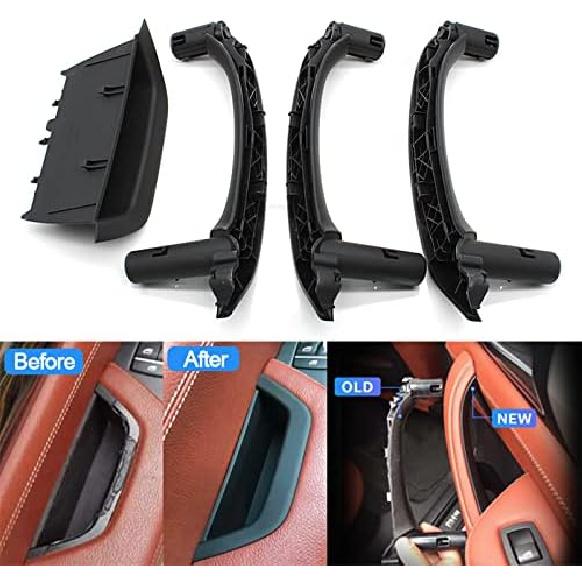 4PCS Front Left Door Armrest Cover Handle Kit Black Interior Driver Side Armrest Panel Ide Inner Handle Trim Replacement for BMW X3 X4 F25 F26 2011