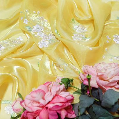 Small Pear Flower Embroidery Green Blue Tulle Fabric Chinese Style Chiffon Fabric For Diy Sewing Dress Hanfu Shirts Doll Cloth