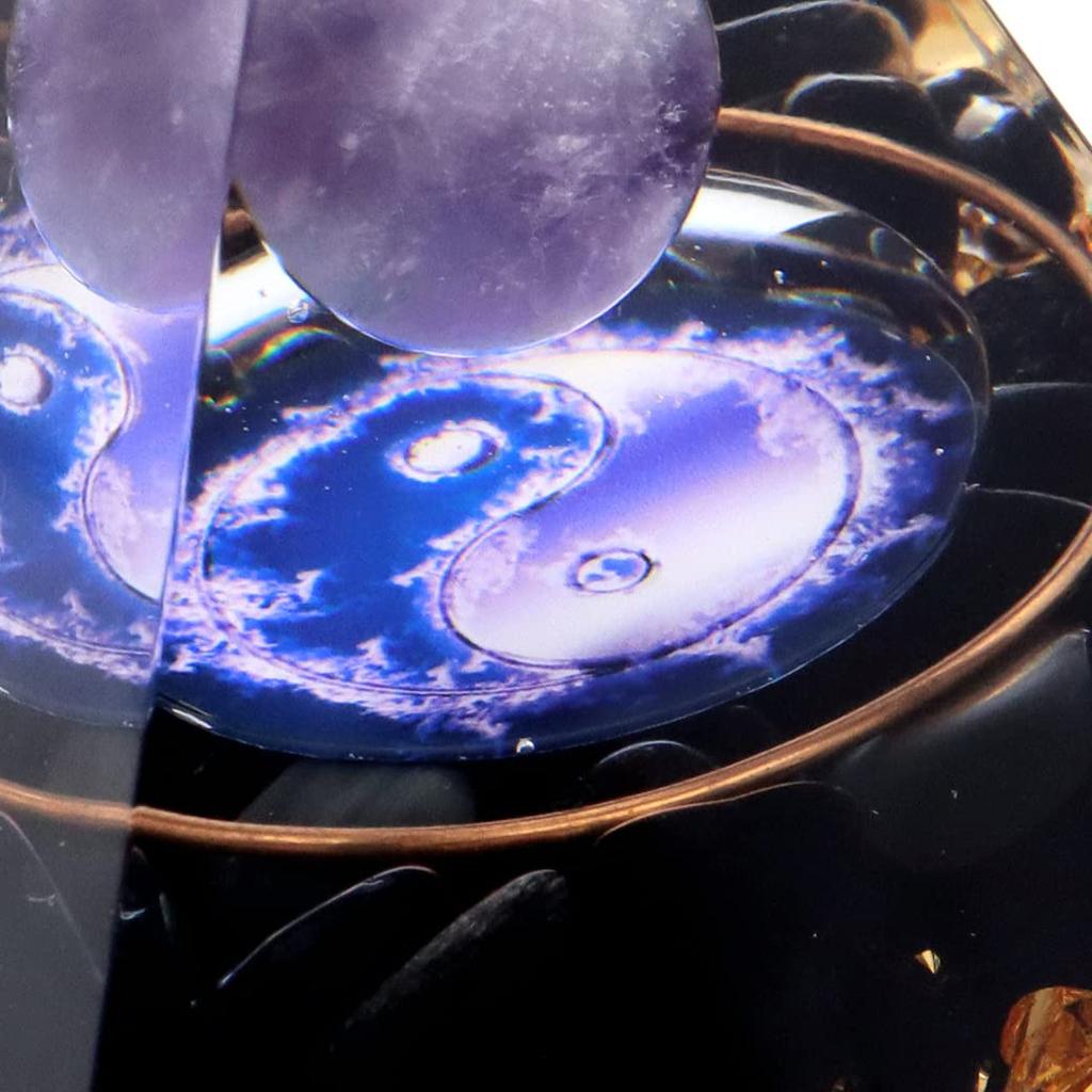 Orgonite pyramid ornament natural stone power stone purification obsidian gravel amethyst round ball tai chi [GOLD STONE]