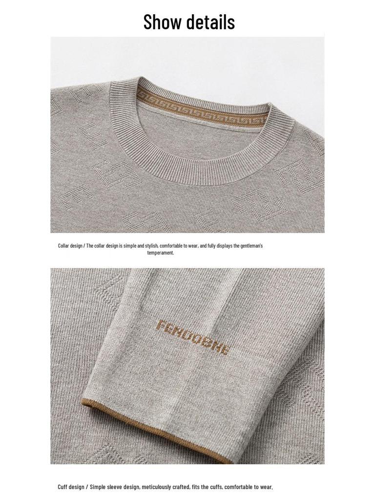 2025 Men's Fashion High-End Jacquard Knit Sweater – Skin-Friendly & Warm Autumn/Winter Base Shirt