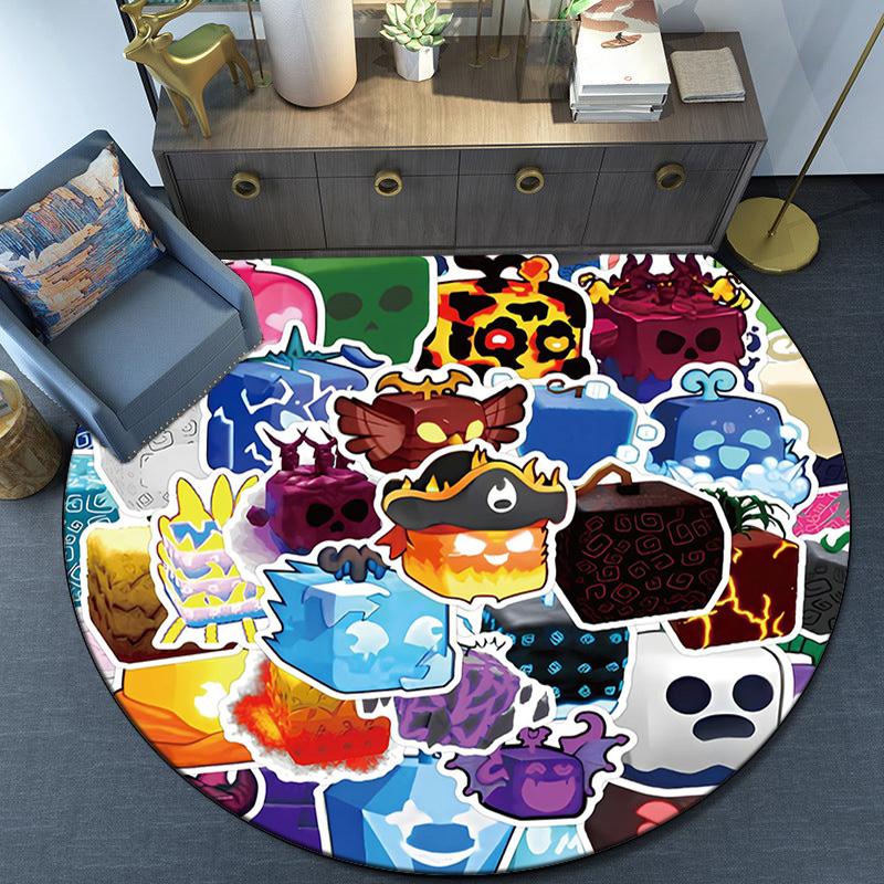 Blox Fruits Characters Round Rug for Livingroom,Bedroom, Palyroom, Chair Rug, Area Rug, Circle Carpet, Large Size Fan Christmas Gift