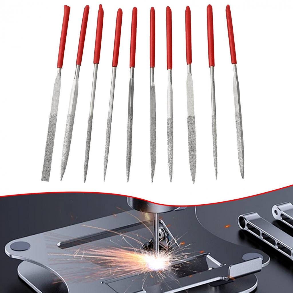 10 Pcs/Set Needle Files 3*140mm Electroplated Diamond For Grinding