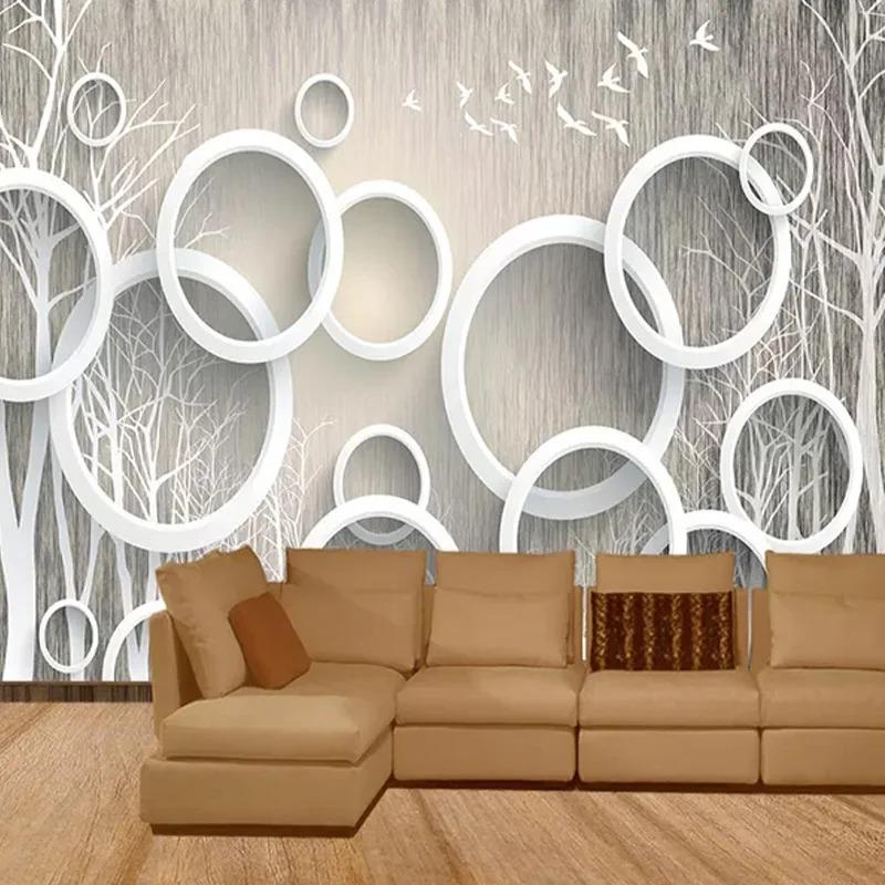 

Modern Abstract Wallpaper Art Circle Forest Photo Wall Mural Living Room Tv Sofa Background Wall Painting Frescoes 200 cm(W) x 140 cm(H)