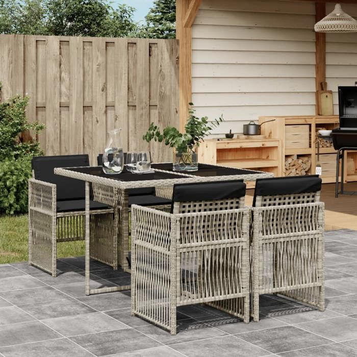 VidaXL Ensemble à Manger de Jardin avec Coussins 5 pcs, Table et Chaise de Terrasse, Meubles de Patio, Mobilier d'Extérieur, 3210899
