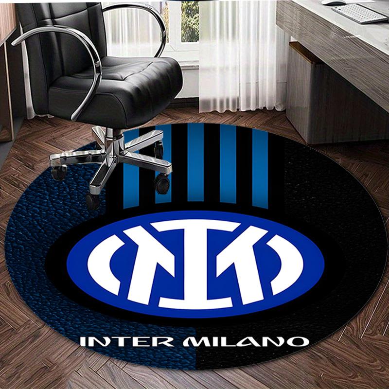 1pc I-Internazionale Milano Print Round Carpet Chair Round Carpet Suitable for Bedroom Living Room Home Decorative Carpet