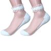 Women Fashion Ultrathin Transparent Beautiful Lace Flower Elastic Short Socks