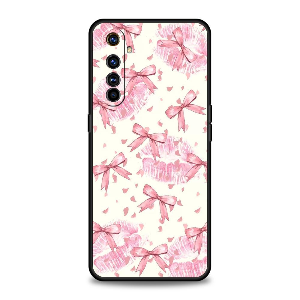 Soft TPU For Realme 11 10 9 Pro Plus GT2 GT3 GT5 C21 C25 C35 C53 C55 C67 Pro 5G Shockproof Phone Case Bow-Knot Pink Bow Pattern