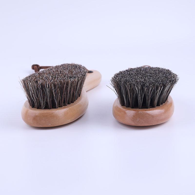 Long-Handled Horsehair Bristle Shoe Brush for Suede and Nubuck